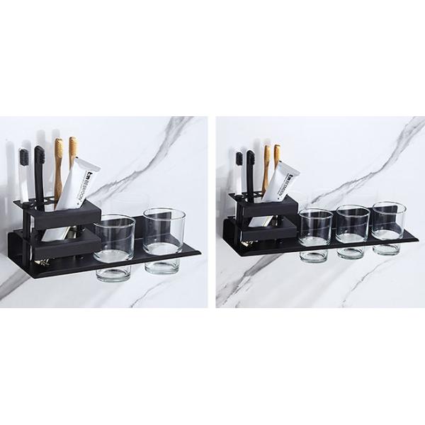 Multifunctional Wall Mounted Toothbrush Holder Matte Black Color ODM