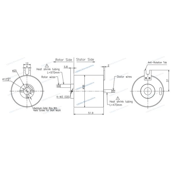 Water proof slip ring with IP66 anti-water electric power signal for industry