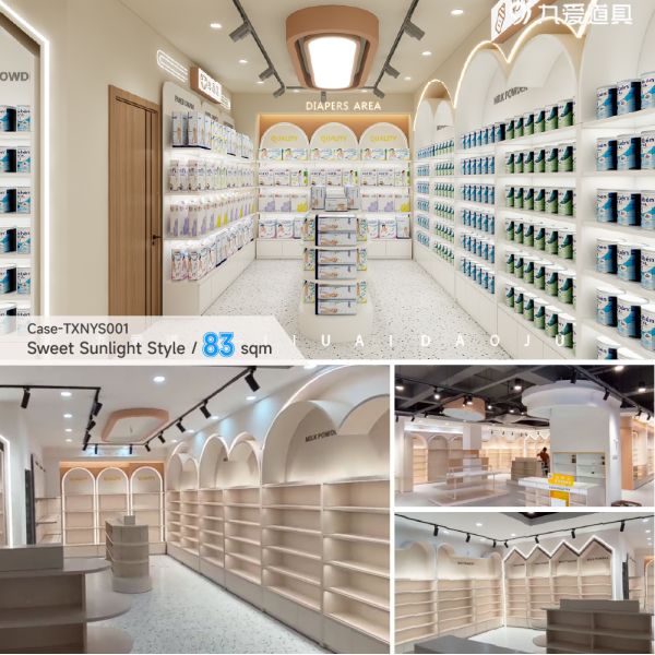 Customized ISO9001 Retail clothing Baby Store Furniture Display Counters 75 CBM