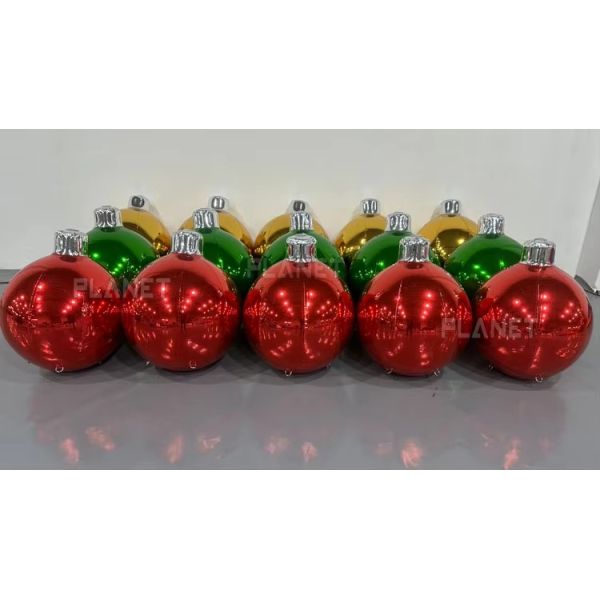 Giant Double Layer PVC Red Inflatable Christmas Mirror Ball for Decoration