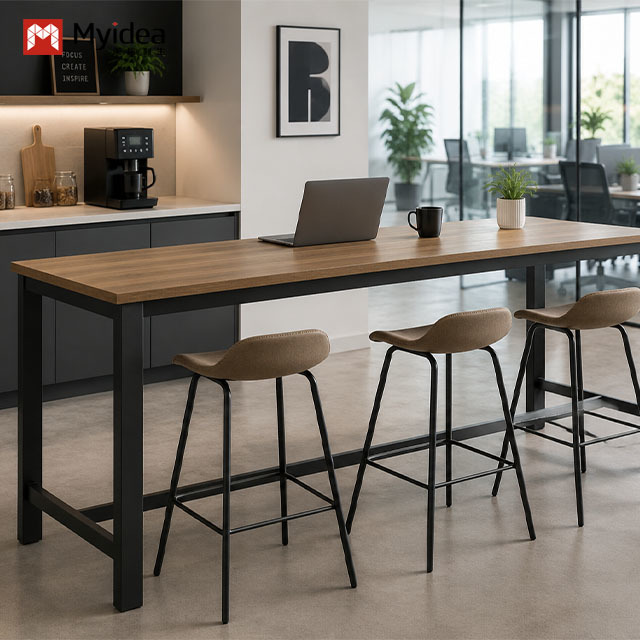Modern Office Bar Table with Sturdy Steel Legs – A Durable, Space-Efficient