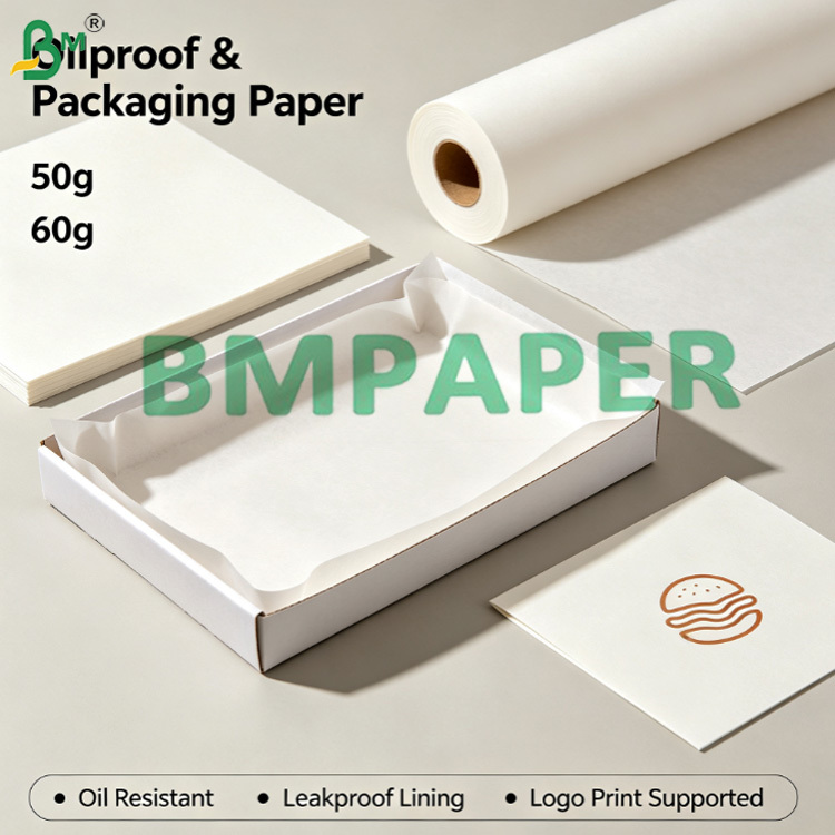White Oilproof Paper 50g 60g Custom Logo Printing for Food Liners