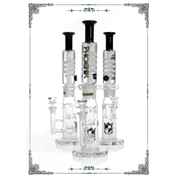 Straight Tube Glass Water Pipe Bong With Honeycomb Jet Perc 18.8 Mm Joint