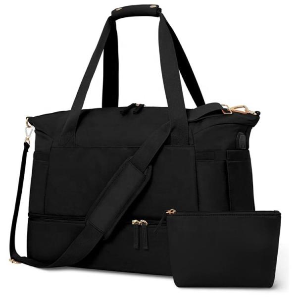 Custom Materials Sports Travel Duffel Bag With Usb Charging Port Wet Dry Separation