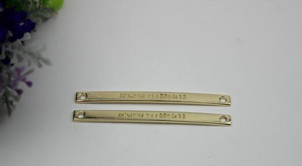 Customized light gold debossed logo metal iron sheet shoelace buckles