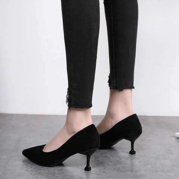 YTH004 Single Shoes Women 2021 New Spring And Summer Pointed High Heels Fashion Simple Suede Black All-Match Women'S Wor