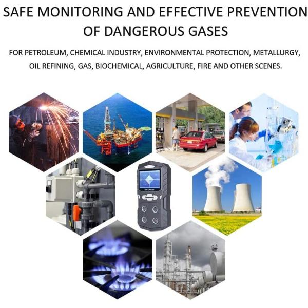4 в 1 Handheld Multi сигнале тревоги голоса регистрации данных детектора газа 100PPM 1000PPM