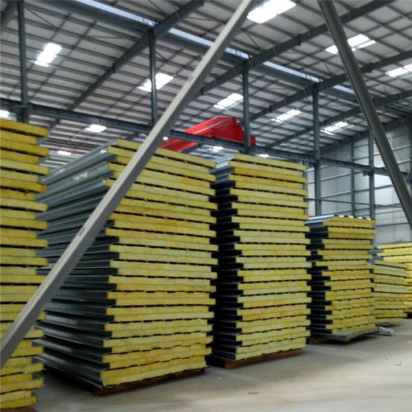 corrugated ivory white color steel sheet glass wool sandwich panel 5950 x 960 x 50mm
