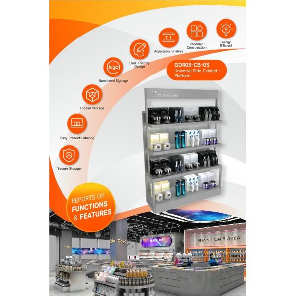 GDR03-CB-03 Universal Side Cabinet with 40mm Soft Film Light Box and Grey Edge Banding for Fashion Boutiques