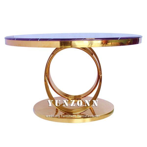 Wedding Party Supplies Party Table Small Dining Table Circle Stainless Steel Frame Marble Top Wedding Cake Table