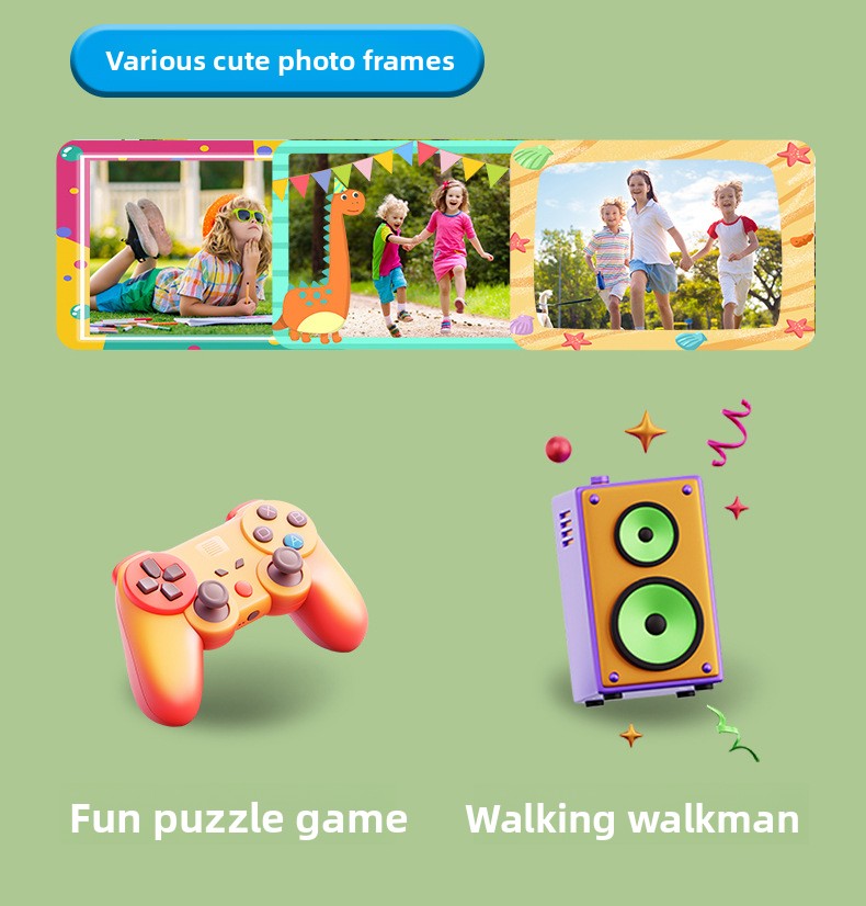 Children's Mini Camera 2-Inch Screen ABS Material Can Take Photos & Videos Play Games HD Children's Toy Cartoon Gift