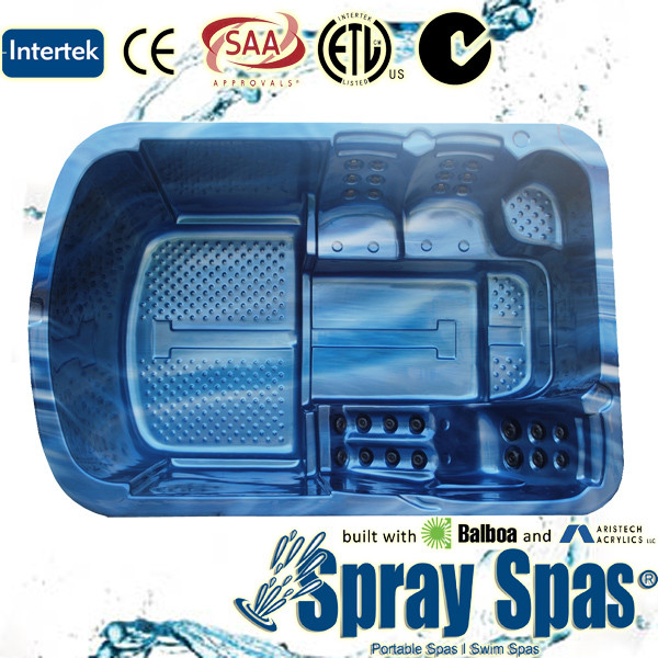 Square acrylic swim whirlpool bathtub backyard hot tub with 3 seats & 1 lounge