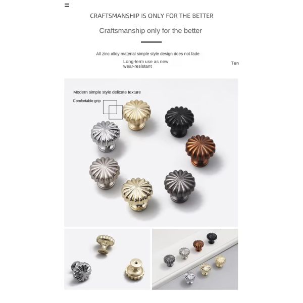 Single Hole Zinc Alloy Cabinet Knob Pumpkin Handle Small Single Grain Single Button Design for Dresser Wardrobe Use Direct