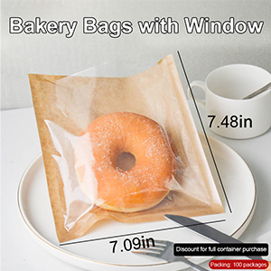 Heat-Sealable Bakery Bags Wax Paper Cookie Bags For Packaging Bag Baked Paper Bread Bags Kraft Paper Food Bags