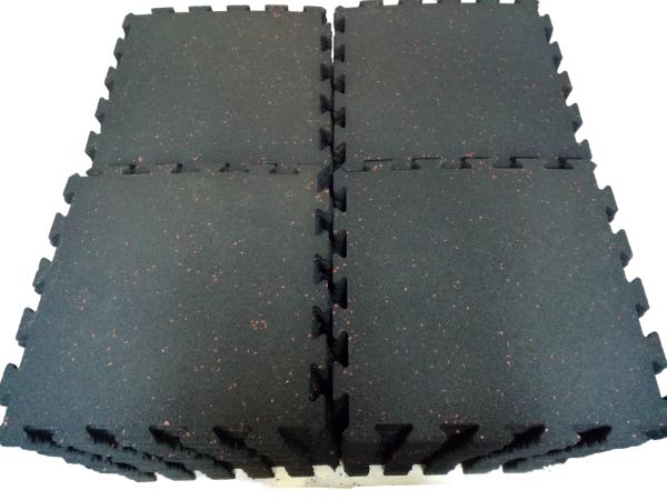 1mX1mX40mm Interlocking Rubber Mat Black / Red Interlocking Sports Mats