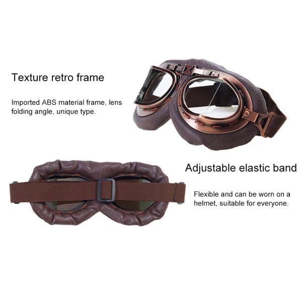 Custom Old Style Motorcycle Goggles with Adjustable High Strap and Anti-scratch Lens