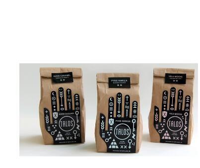 Standing Up  biodegradable kraft paper snack Bag for  Coffee Bean Packing with tie