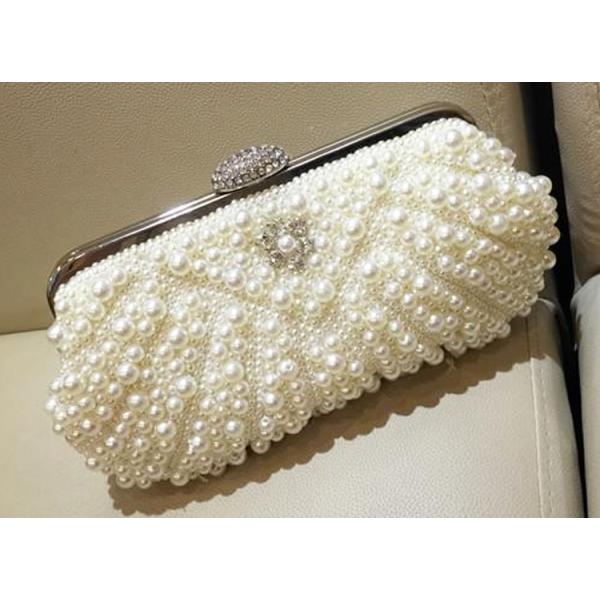 Korean wedding bag high-end pearl bag clutch chain single shoulder bag fashionable lady pearl banquet evening bag
