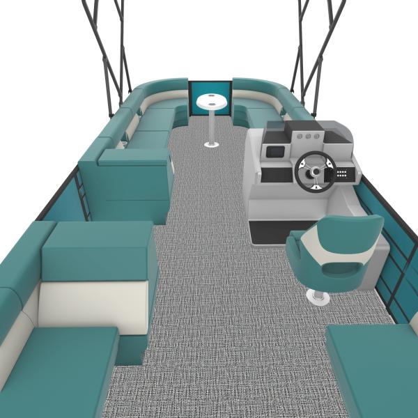 27FT Sport Pontoon Boat with 8.2m Length Four Side Sofa and Blue Interior for Family Leisure