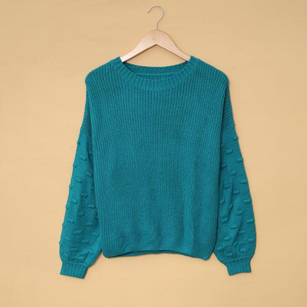 White Women'S Pullover Sweaters Long Sleeve Crewneck Knitted Soild Top