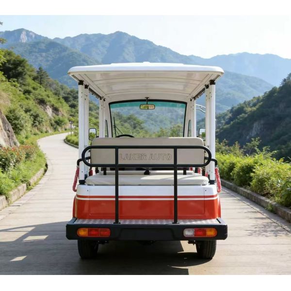 Semi-Enclosed Electric Sightseeing Tourist Bus 8 Seats 4 Rows Lead-Acid Battery Travel Club Transport