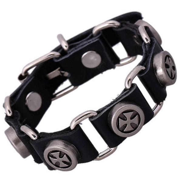 Leather bracelet Cowhide link bracelet with pop punk jewelry