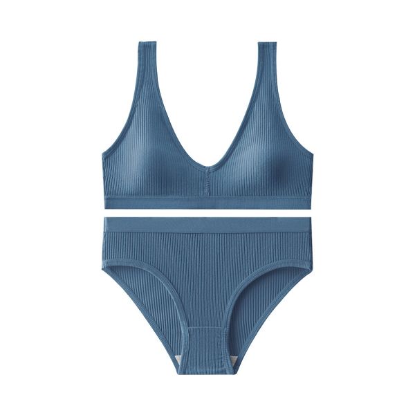 Wholesale One Piece Sports Bra Panty Set New Style Sport Style Ribbed Underwear Set for Women