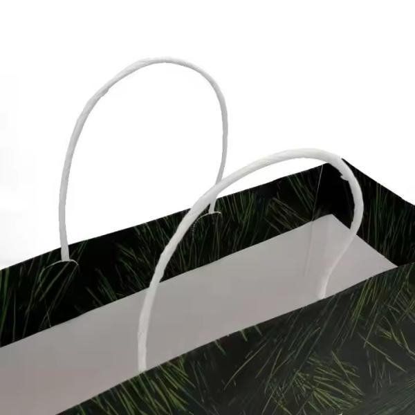 Custom J Cut Paper Bag Recyclable Clothing Kraft Paper Bag With Twisted Handle