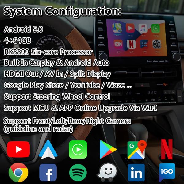 Коробка навигации автомобиля Avalon, коробка интерфейса Carplay андроида видео- для системы Тойота Touch3 с Youtube