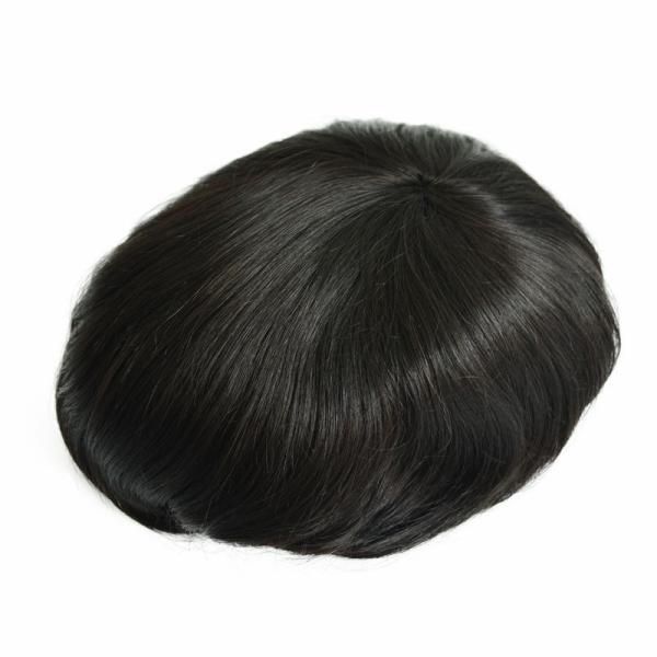 Natural Color Men's Toupee with Custom Slicked Back Style 100% Human Hair Lace Topper