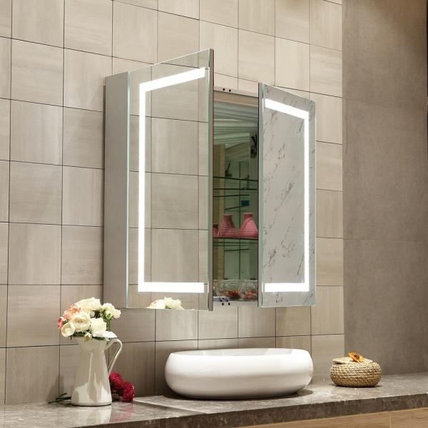 W24xH24/W30xH24 Modern Bathroom Wall Mounted LED Illuminated Mirror Cabinet de Medicina com Sensor de Toque