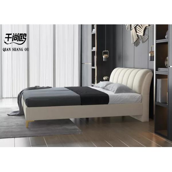 Queen Leather Linen Upholstered Bed European Style High Grade