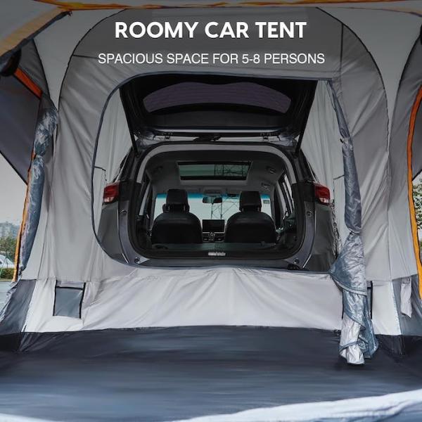 6 Person Grey Coated Polyester 210D SUV Camping Tent With Mesh Windows And UV Protection