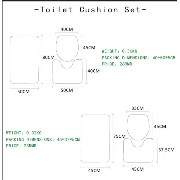 Christmas Three Piece Bathroom Rug Set Toilet Lid Covers 50*80cm