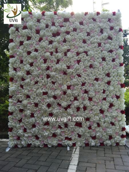 UVG summer outdoor ivory artificial flower wall wedding backdrop for stage decoration CHR1136
