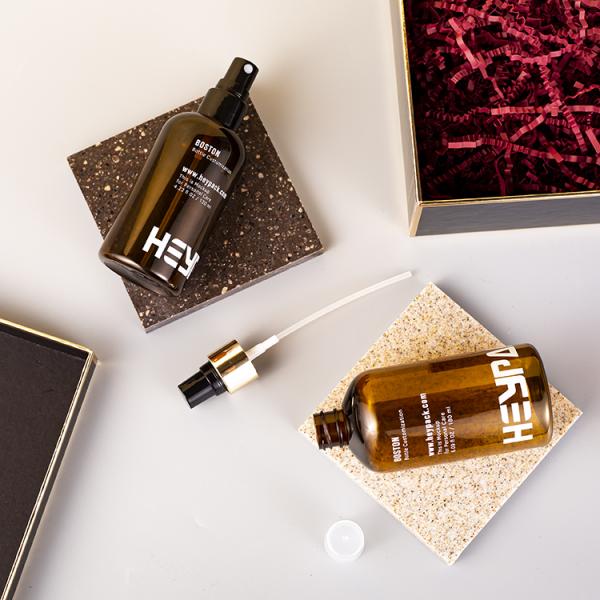 Бутылка насоса прессы янтарного прозрачного круглого ЛЮБИМЦА плеча пластиковая на шампунь 130мл