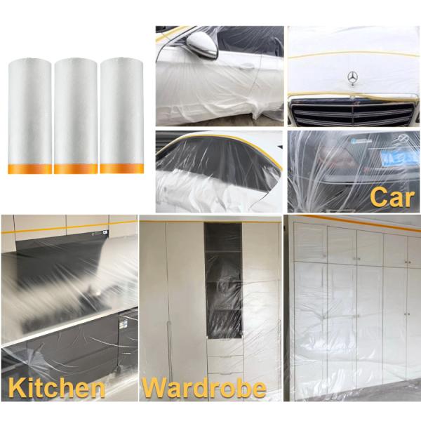 Moisture Proof High Temperature Outdoor Maskeleme Taped Auto Paint Film Refinish Masking Paper