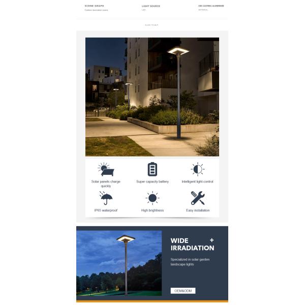 45W Quare Shape Outdoor Garden Solar Light All In One IP65 For Communities Parks