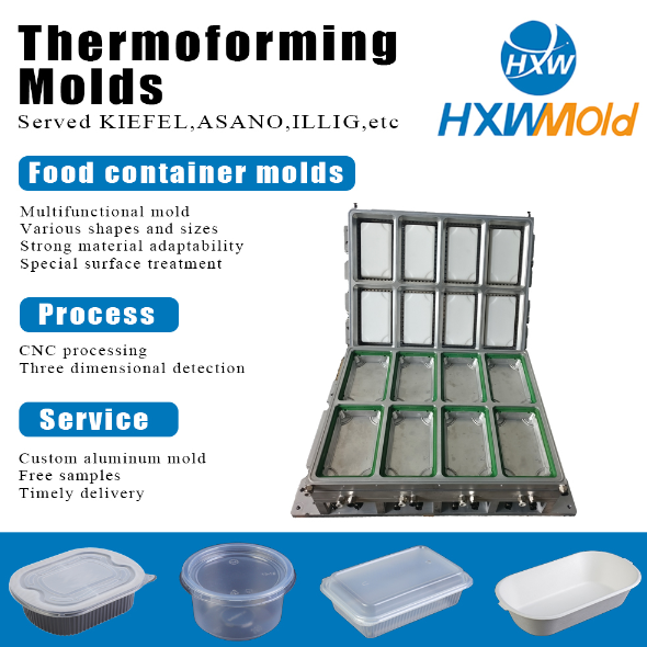 Round Plastic Cake Box Lid Mould 8 Cavity Aluminum CNC Thermoforming Mold