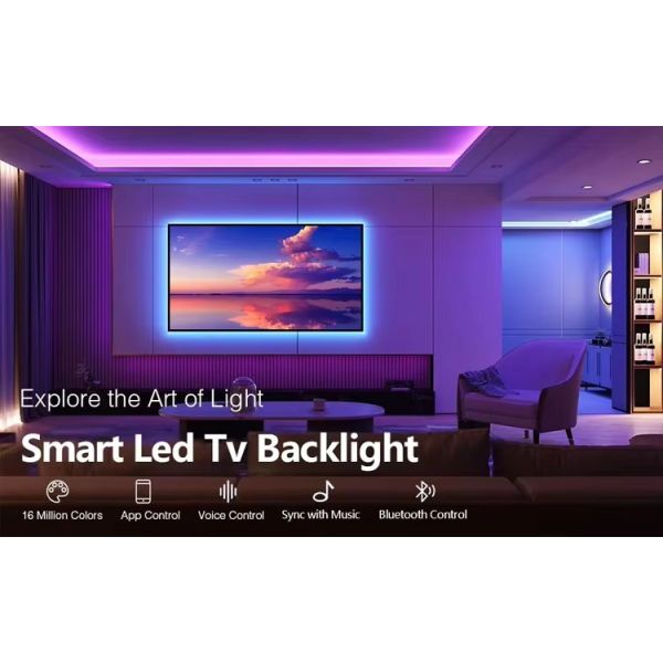 TV Sync Box Light Strings Kit IP20 APP Control RGBIC WS2811 Music Sync LED Strip Lights for TV
