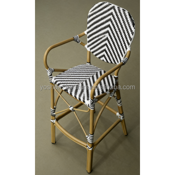 Heavy-Duty Commercial Bar Stools Industrial Aluminum Frame Rattan Back Stools for Pub and Restaurant
