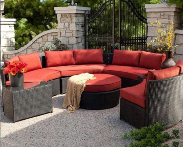 Outdoor Leisure Courtyard Villa Garden Outdoor Arc-Shaped Combination Of Aluminum Alloy Waterproof And Sunscreen Rattan