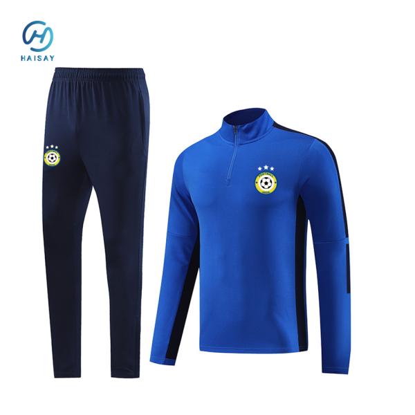 New Season Club Blue Men Soccer Tracksuit Top Thai Quality Football Training Suit Custom Made Logo Sweatsuit