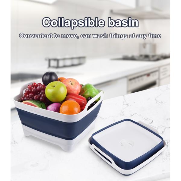 Свертываемая 9L Силиконовая черепица Корзина Силиконовые бытовые изделия Синий Белый