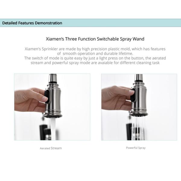 Single Lever Deck Mount Kitchen Sink Faucet Retractable Hose DC4.5V-6.5V