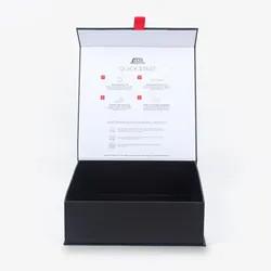 Ribbon Postal Magnet Gift Boxes For Coat Shiny UV Matte Black Clothing Handmade