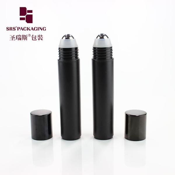 Empty cosmetic 35ml matte black color plastic deodorant roller bottle