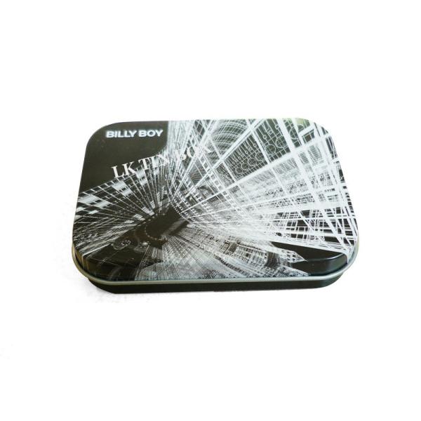 A lata pequena retangular articulada da caixa da lata encaixota a impressão do cartucho CMYK da lata do metal