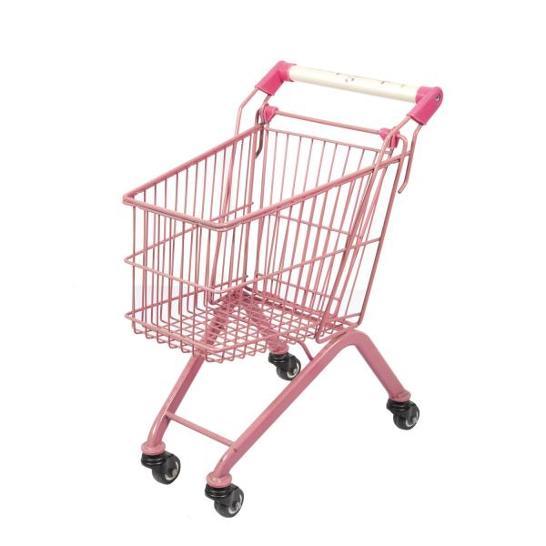 O trole de compra das crianças cor-de-rosa do metal de Mini Kids Shopping Carts Toy do supermercado 20L