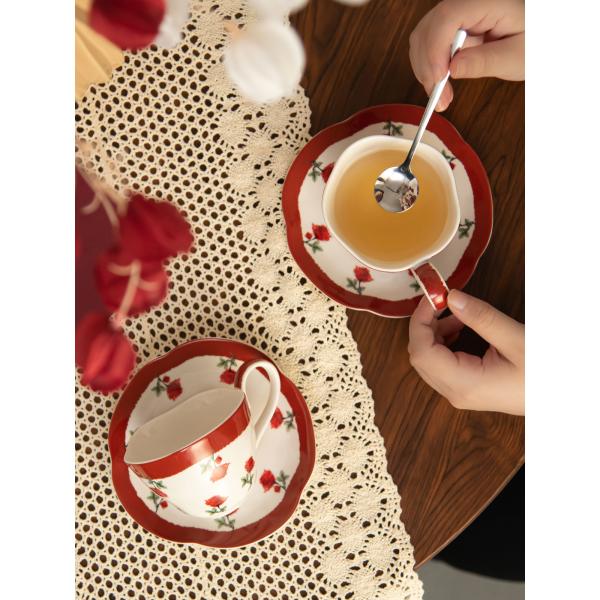 Vintage Design Porcelain Tea Cup And Saucer 210ml Volume Coffee Mug Rosalina Set